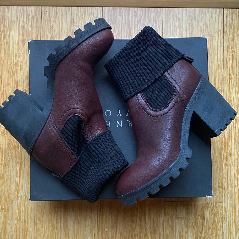 Barneys New York Foldover Cuff Leather Ankle Boots